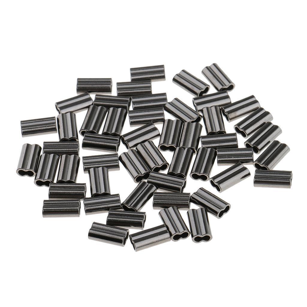 100pcs Double Barrel Copper Crimp Sleeves 10mm Fishing Crimps for Rig Making - Sizes 1.5mm 2.0mm Bore