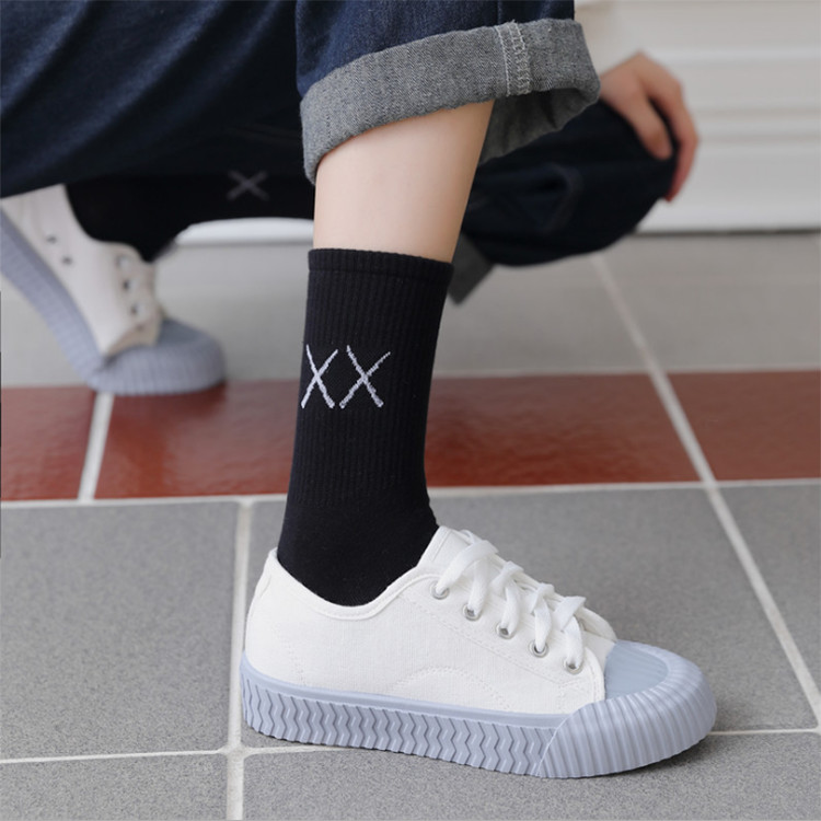 Set 5 Đôi Tất Cao Cổ Unisex Bèo Nhún Gân Tăm Style Thanh Lịch