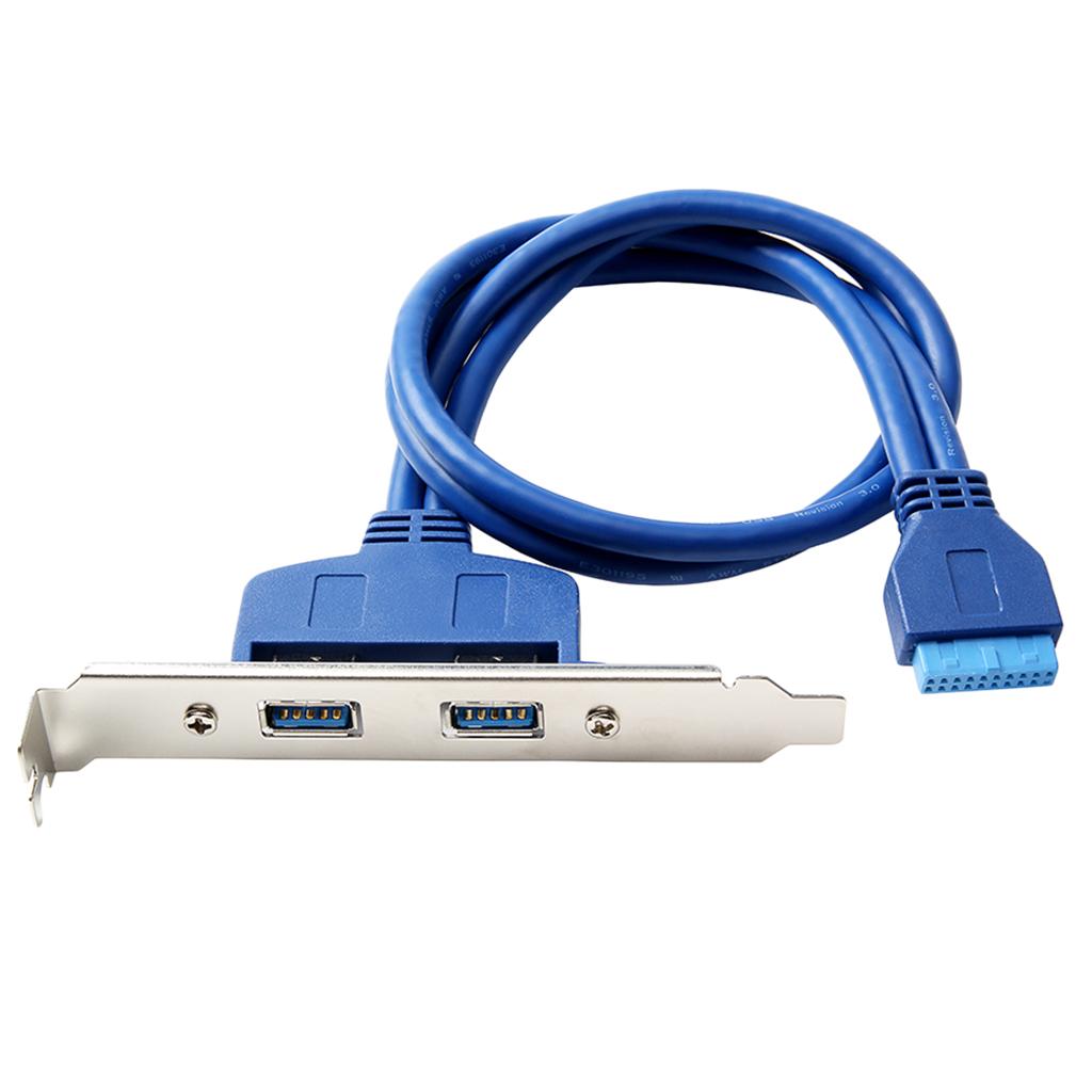 Motherboard USB 3.0 Dual Port Bracket Cable with Built-in 20 Pin Header