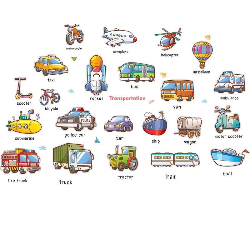 Decal dán tường Phương tiện giao thông tiếng anh