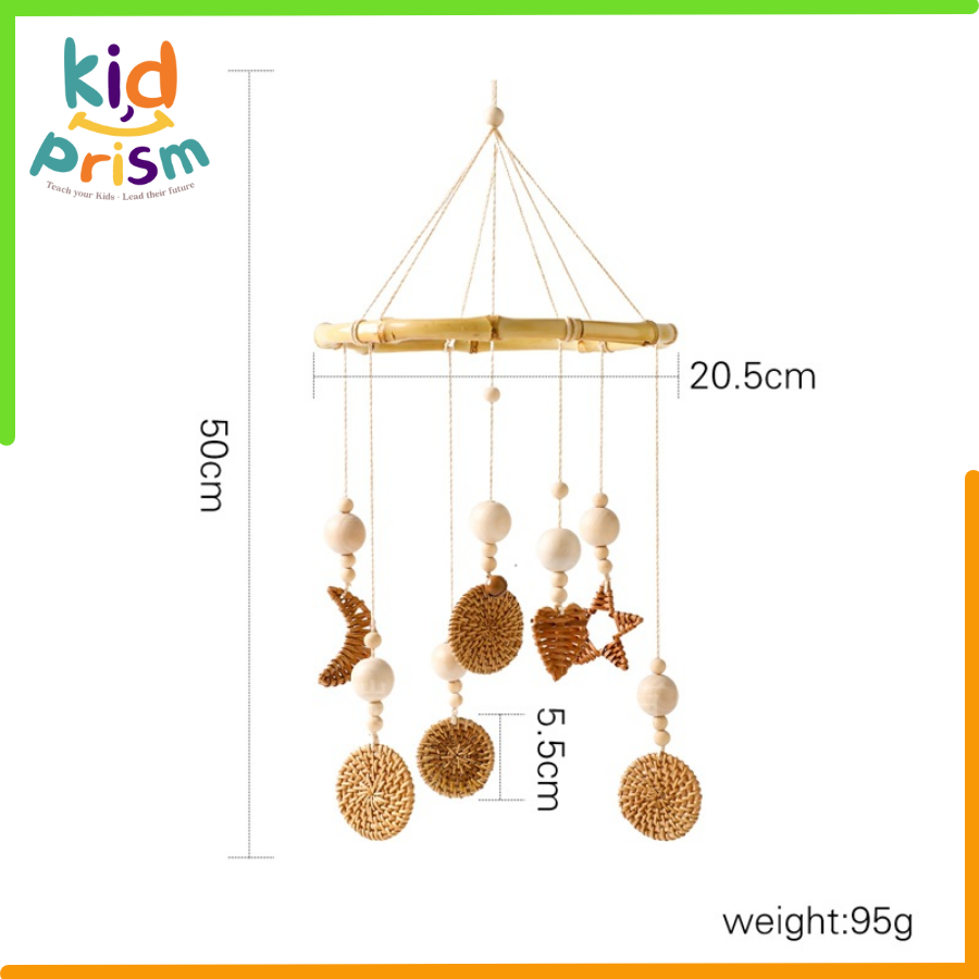 Chuông treo giường hình khối bằng gỗ cho bé sơ sinh kích thích thị giác, phát triển cảm quan (Giáo cụ Montessori)