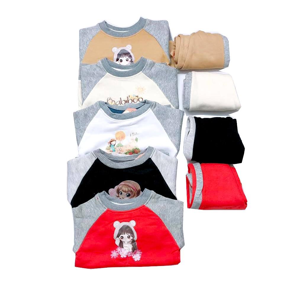 Áo ráp lăng nỉ bông cotton cổ tròn tay dài BABIBOO - BB99