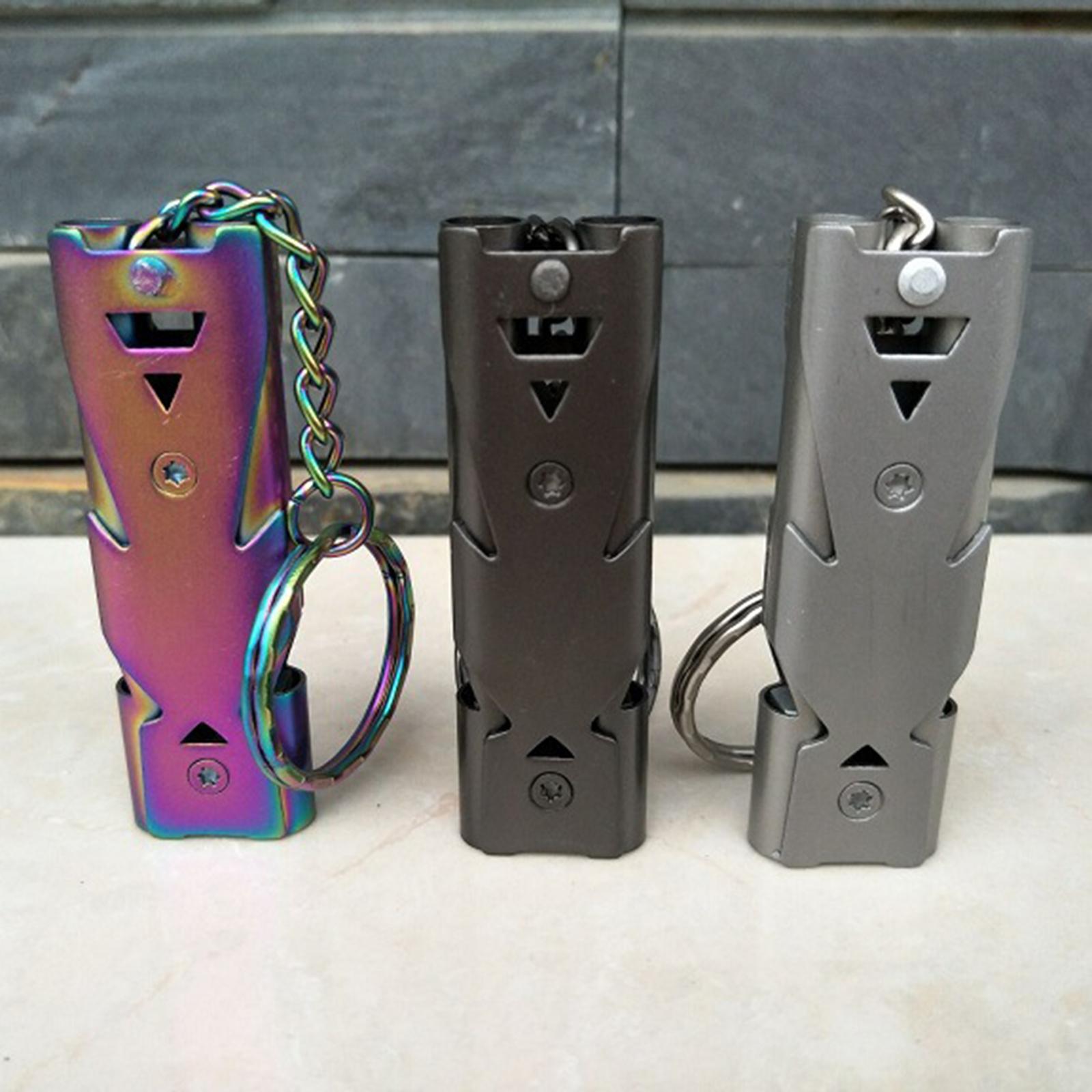 Stainless Steel Outdoor Survival Whistle with Keychain