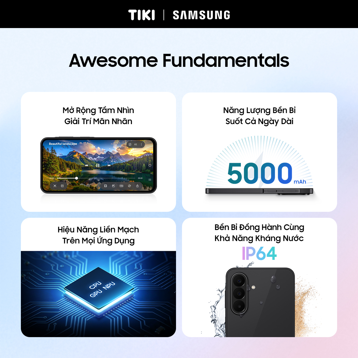 Điện thoại Samsung Galaxy A27 5G (6GB + 128GB) | Màn hình 6.7" FHD+ | Pin 5000mAh | Snapdragon 6 Gen 3 - Hàng chính hãng