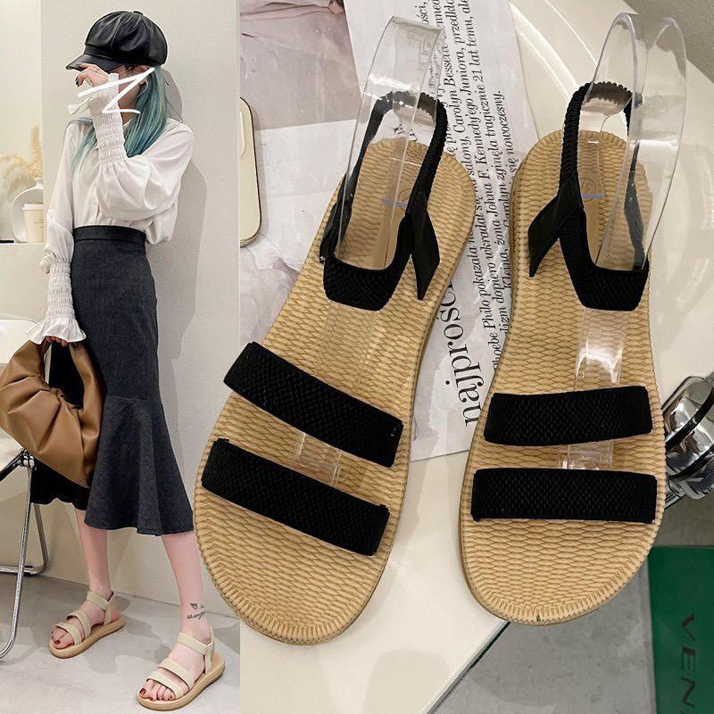 (S85) Sandal nữ 2 quai ngang đế vân giả cói (mã 335