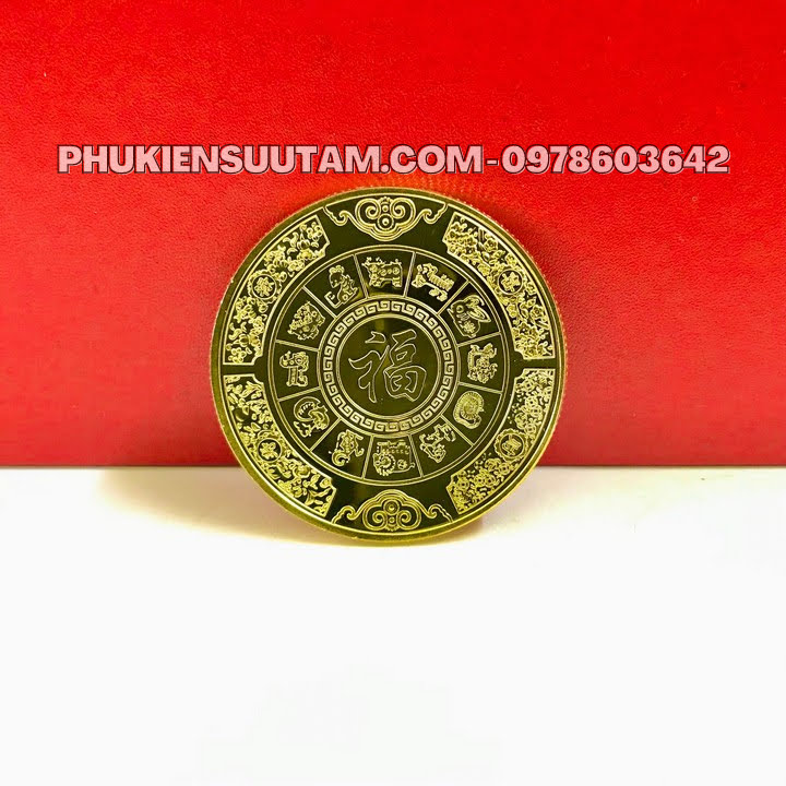 Xu Con Mèo Mạ Vàng, đường kính: 4cm, màu vàng - SP005765