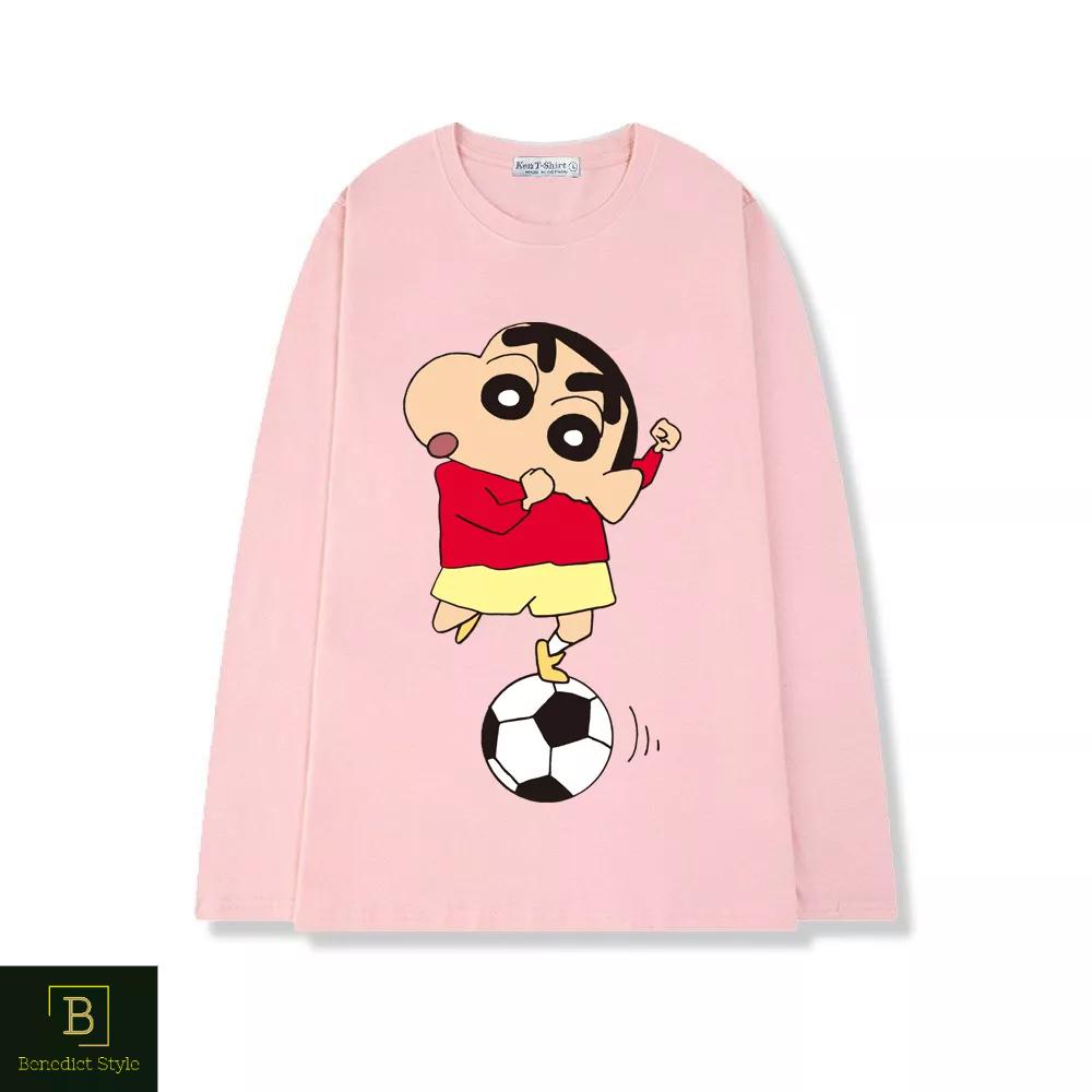 Áo thun tay dài form rộng unisex freesize bé Shin cậu bé bút chì đá banh BND37