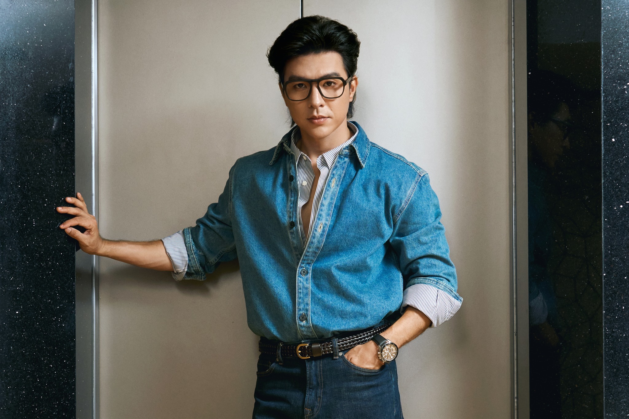 Áo denim nam. Fitted - ROUTINE 10F25DSH002