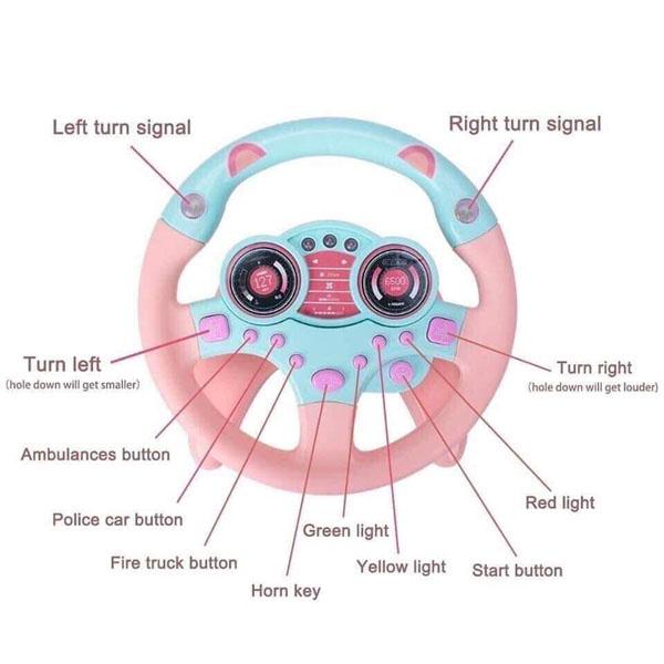 Đồ Chơi Mô Hình Vô Lăng Có Nhạc Và Đèn Gắn Xe ôtô, Mặt Phẳng Trong Nhà Xoay 360 Cho Bé
