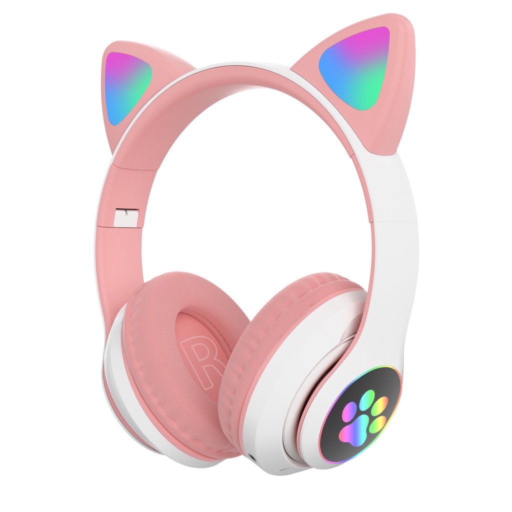 Tai Nghe Mèo bluetooth có mic Headphone Tai Bluetooth 5.0 AKS28 Có Micro Đàm Thoại, Chơi Game. Headphone Phát Sáng, Tai Nghe Mèo Cute Dễ Thương