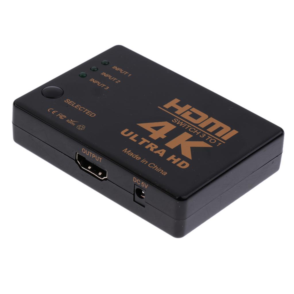 Switch 4k 3Port Switcher Splitter Supports 1080p 3D with Remote Control