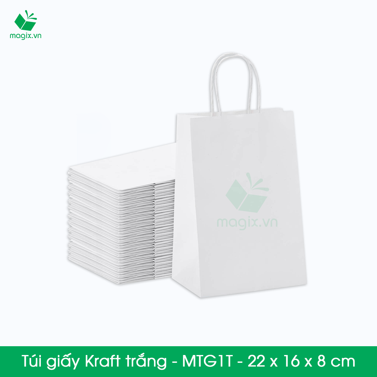 MTG1 MTG1T - 22x16x8 cm - Combo 300 túi giấy Kraft Nhật cao cấp