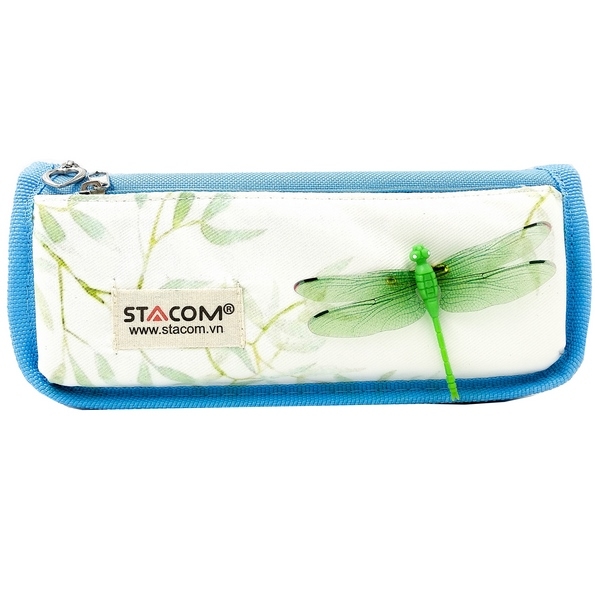 Hộp Bút Vải Polyester Stacom 2 Ngăn PB-2011 - Màu Xanh Da Trời