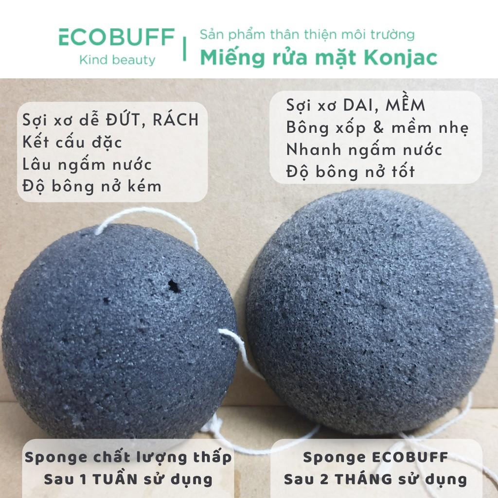 Bọt biển rửa mặt Ecobuff Konjac Sponge miếng mút bông nở xốp Nhật Bản sạch dịu nhẹ cho mọi làn da, thân thiện môi trường