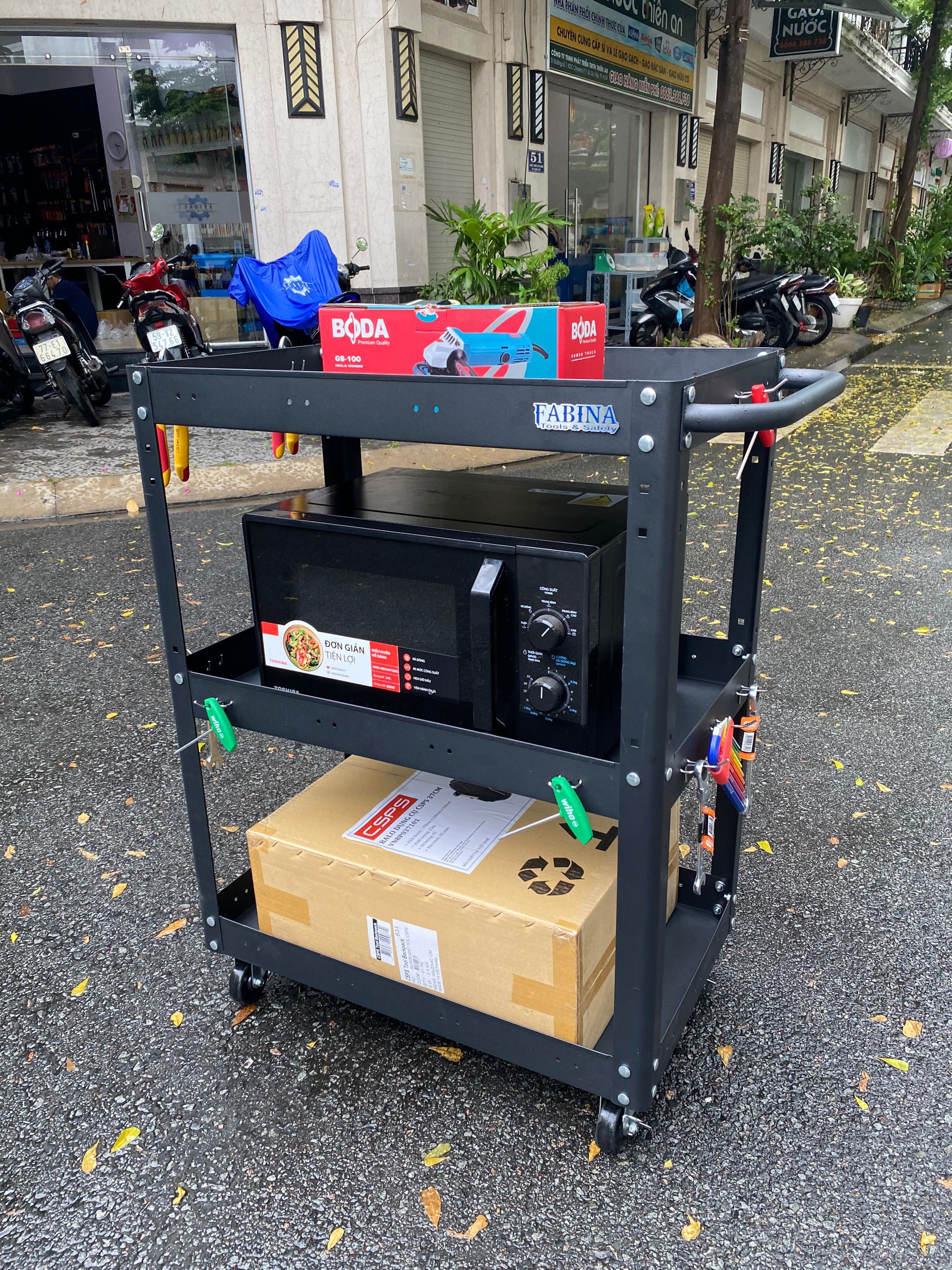 Kệ thép 3 tầng cao 980mm màu đen