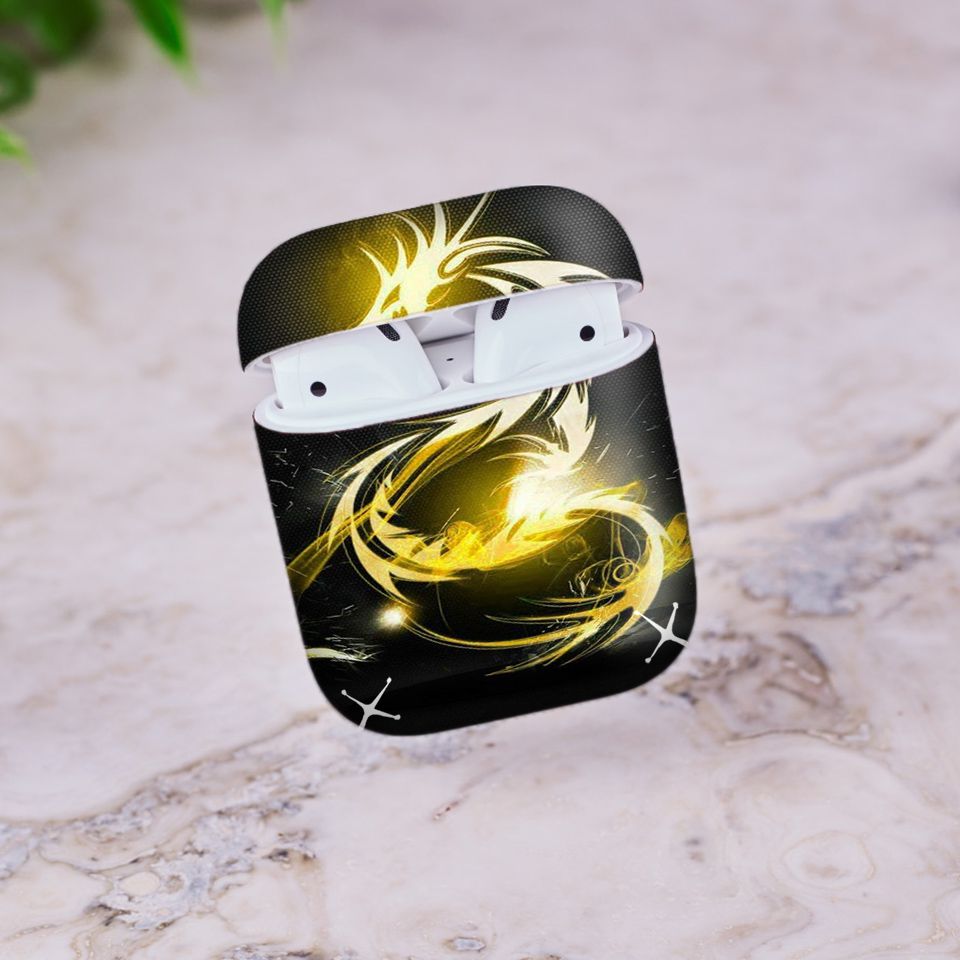 Miếng dán skin chống bẩn cho tai nghe AirPods in hình Rồng Dragon - dra012 (bản không dây 1 và 2