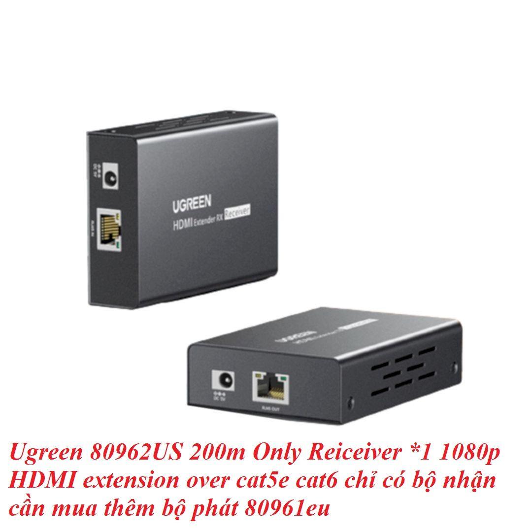 Ugreen UG29743CM533TK S 200m Bộ NHẬN only Receiver kéo dài tín hiệu HDMI qua cáp mạng RJ45 Cat5e/Cat6 29743 cần mua thêm bộ phát - HÀNG CHÍNH HÃNG