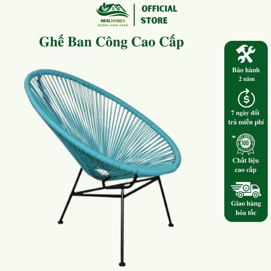 Bàn ghế ban công giả mây lõi thép, dùng thư giãn trang trí phòng khách sân vườn coffee, decor khách sạn / Healhomes