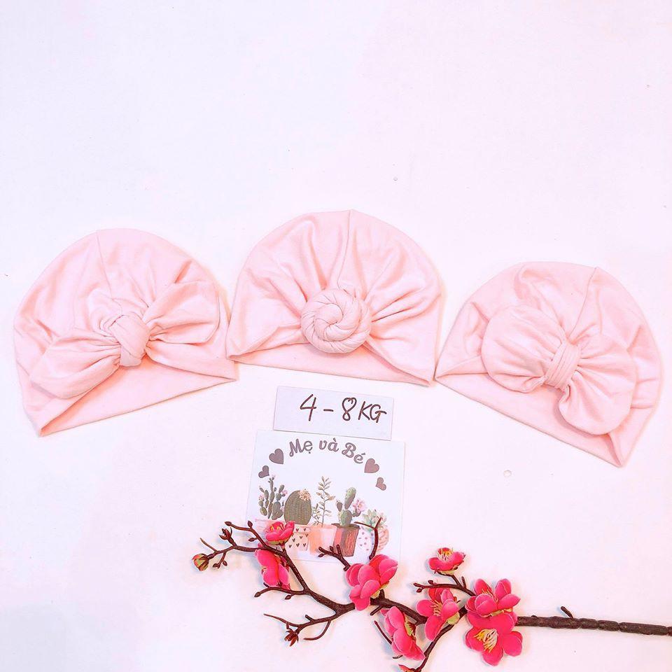 Mũ turban bé gái - hồng baby (4-8kg)