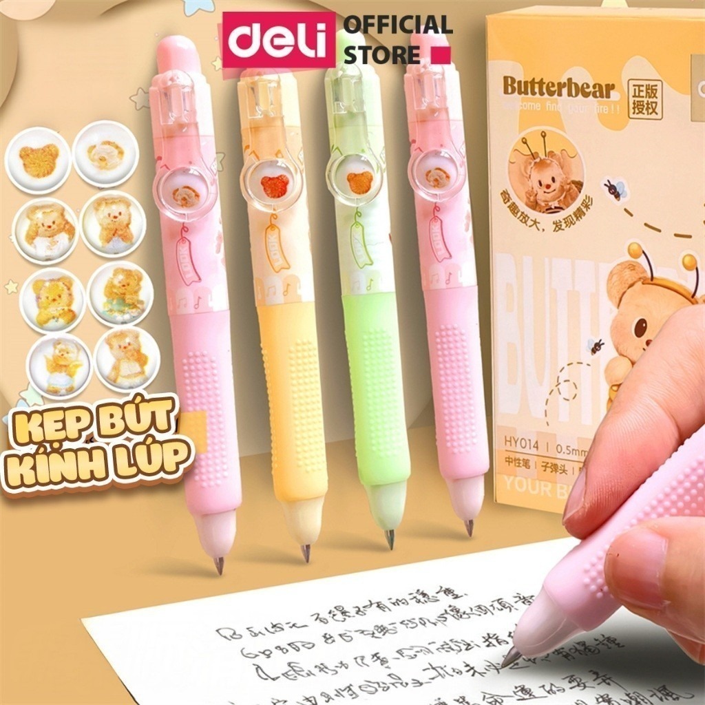 Bút Gel Bút Bi Nước Màu Pastel Phối Nhũ Ngòi 0.5mm Deli - Bút Bi Nước Mực Đều Viết Trơn Tru Văn Phòng Phẩm Cao Cấp