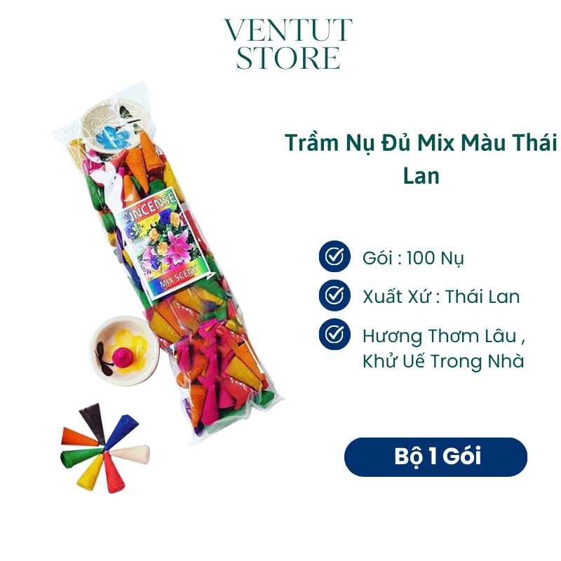 Trầm Nụ Thái Lan Mix Đủ Màu Kem Chén Sứ