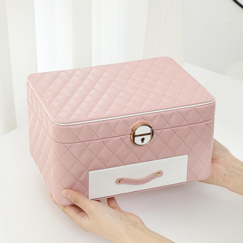 Three-Layer Jewelry Organizer PU Leather Gifts for Christmas Rings Women