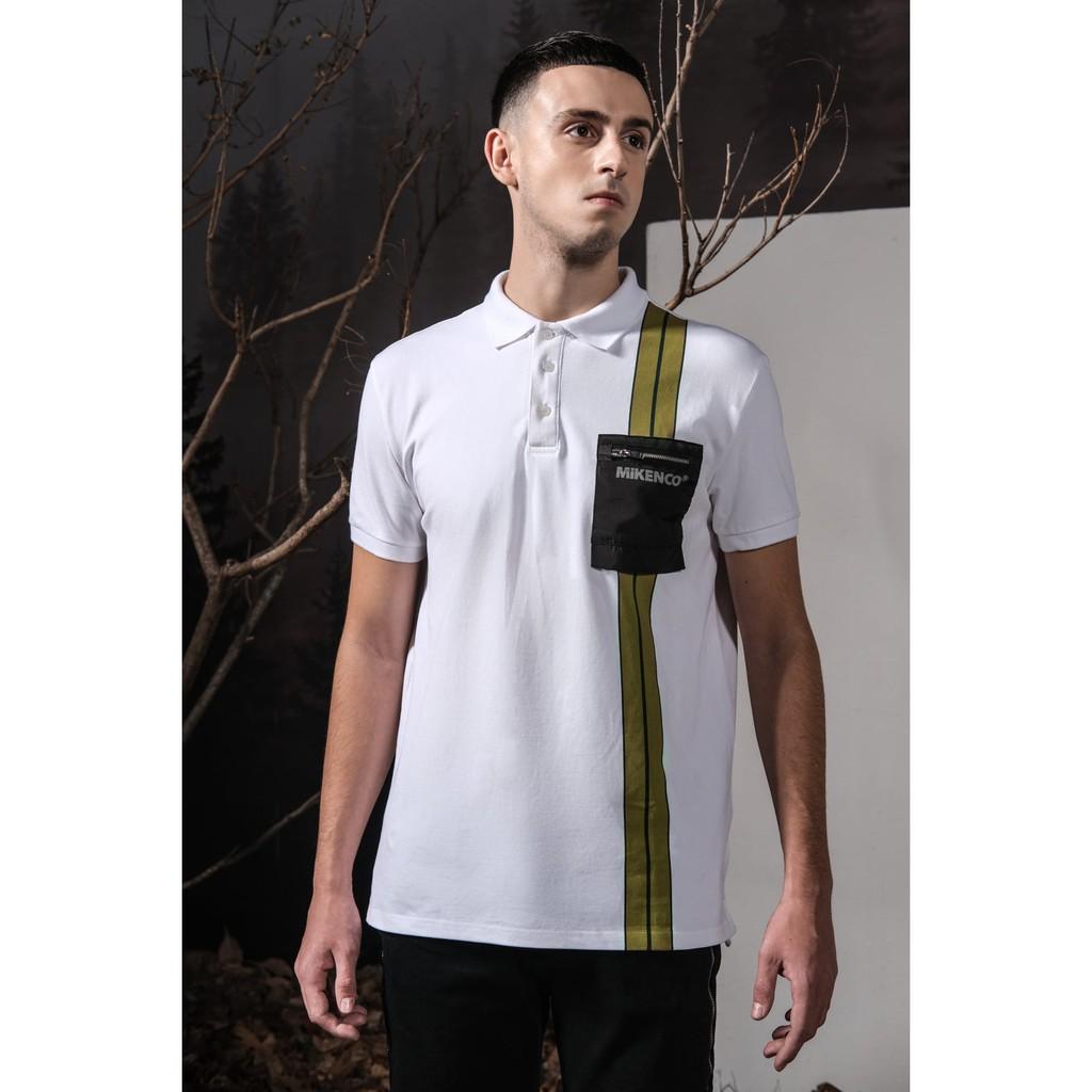 Áo thun có cổ unisex Stripe Polo Trắng