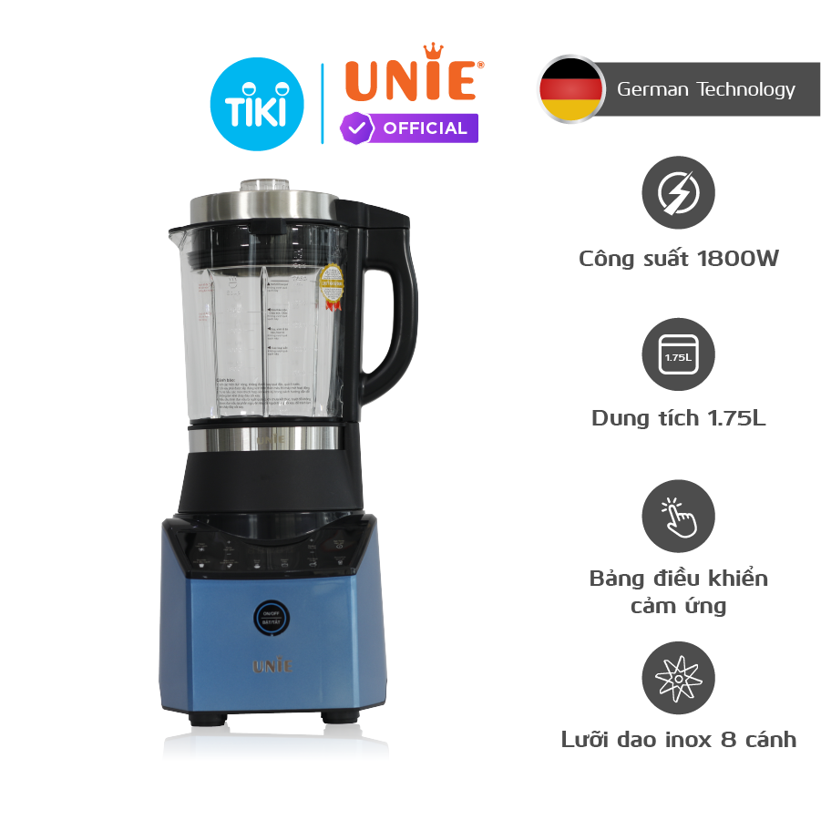 Máy làm sữa hạt xay nấu UNIE V3 công suất 1800W dung tích 1.75L  - Hàng chính hãng