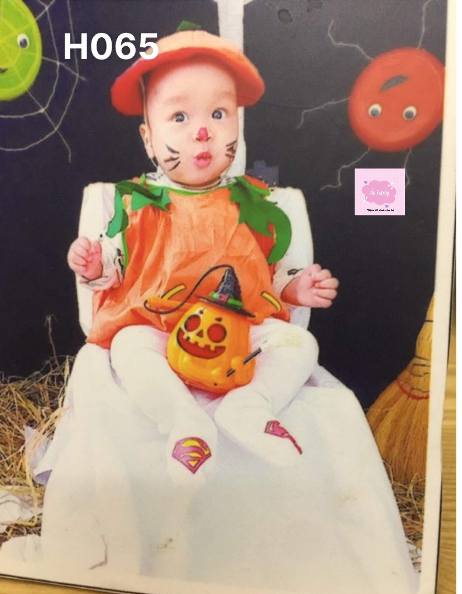 Set bộ bí ngô dễ thương chun bo gấu hoá trang Halloween