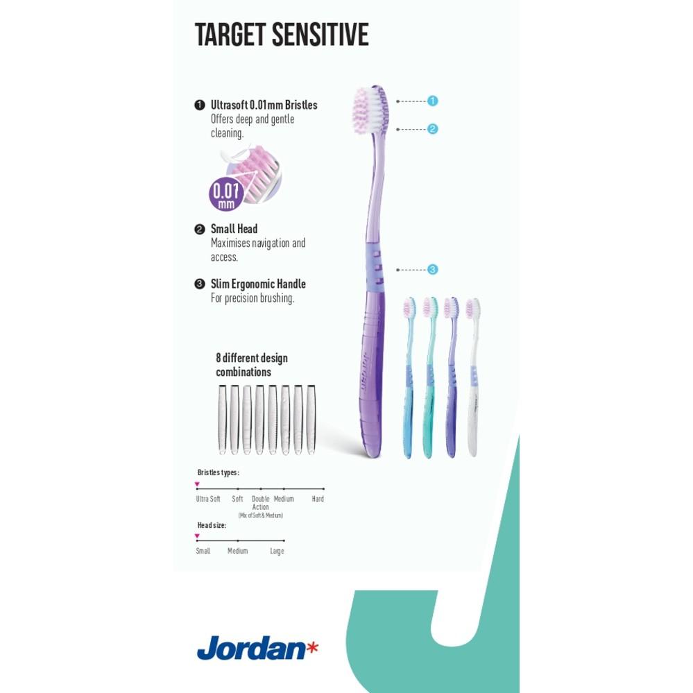 Bộ 3 bàn chải đánh răng Jordan Target Senstive, Lông siêu mềm siêu mỏng 0.01mm