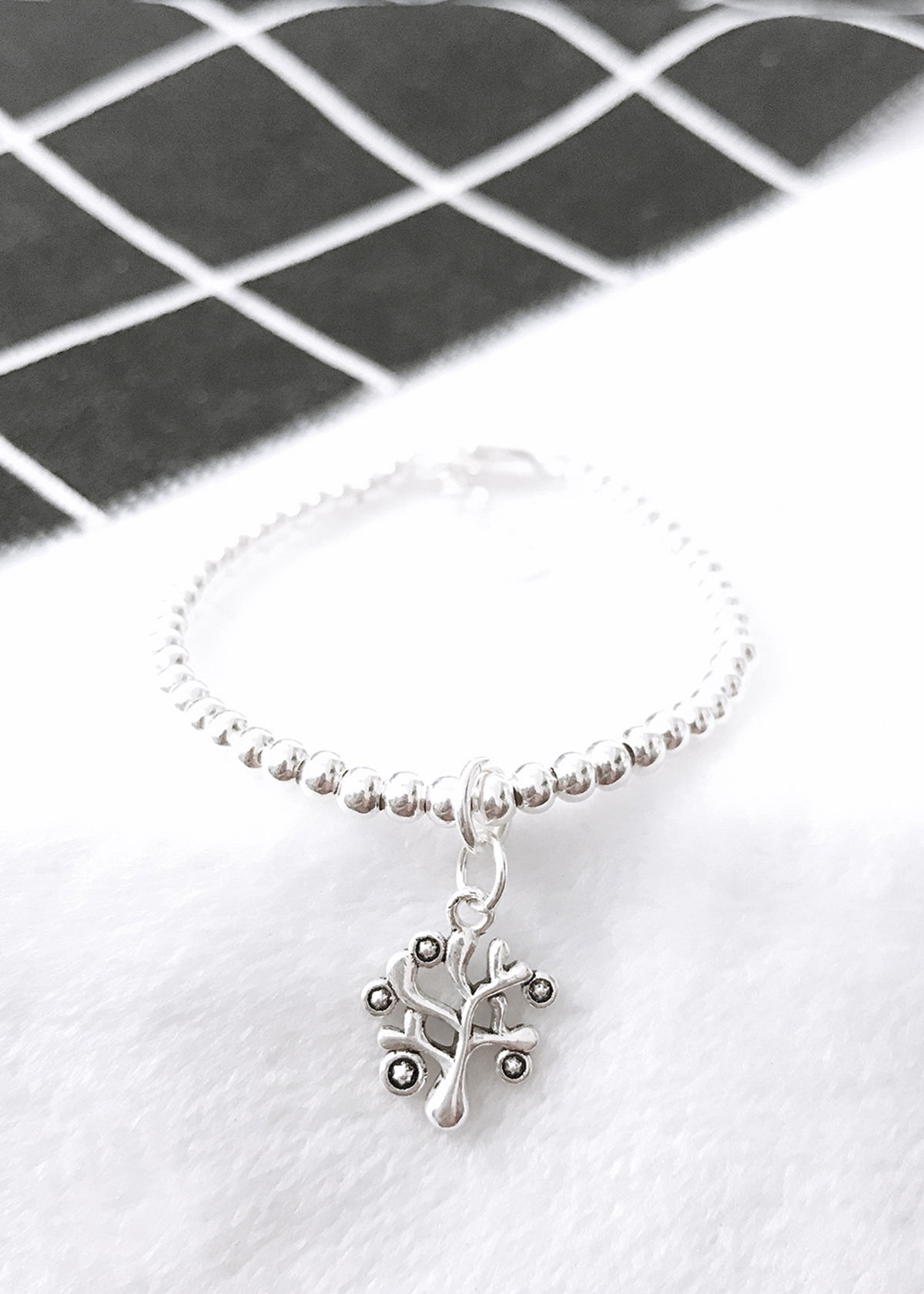 Lắc bi bạc 3mm cây trí tuệ - Ngọc Quý Gemstones