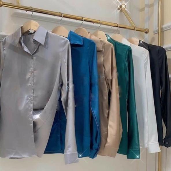 ÁO SƠ MI TRƠN LỤA SATIN 5 MÀU CỰC XINH AM76