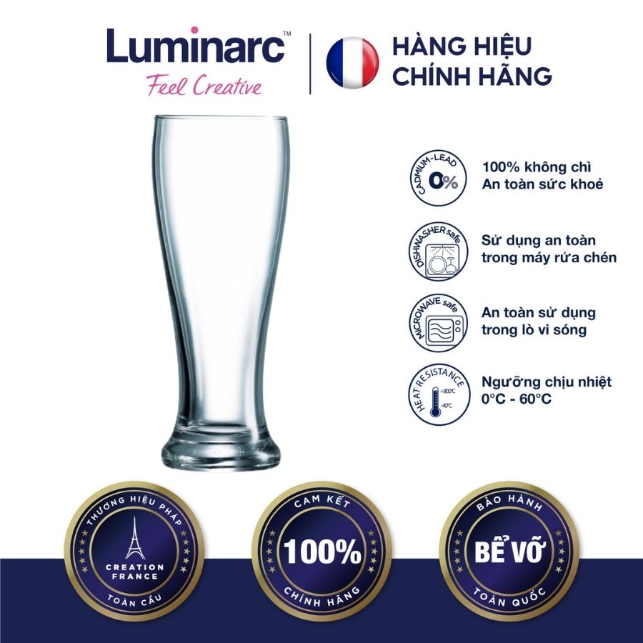 Bộ 6 Ly Bia Thuỷ Tinh Luminarc Brasserie 285ml - LUBRJ5184 - hộp Arcoroc