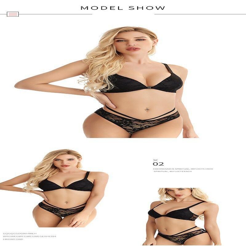 Bộ Đồ Lót Phối Ren Không Gọng Đệm Mỏng Nâng Ngực Khóa Cài Trước Sexy Gợi Cảm