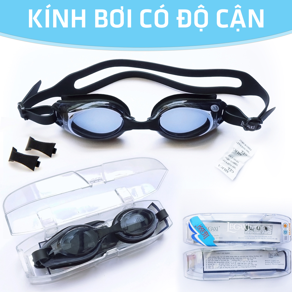 Kính Bơi Cận Có Thể Lệch Độ, Chống Trầy, Chống Uv, Chống Hấp Hơi - 2 Độ - 2.5 Độ