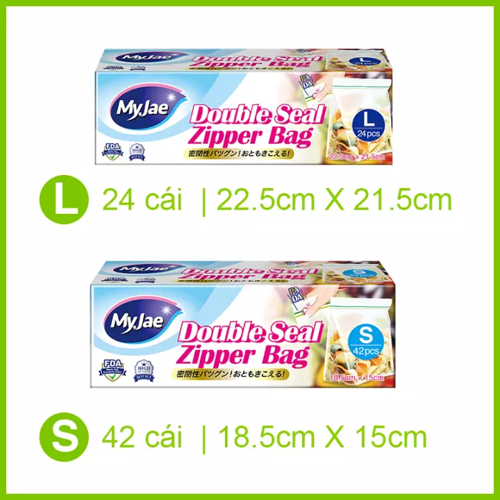 (Chọn Combo) Túi Zip PE Trong Suốt 2 Đường Kéo MyJae, Túi Bọc Đồ Ăn, Rau Củ Bảo Quản Trong Tủ Lạnh