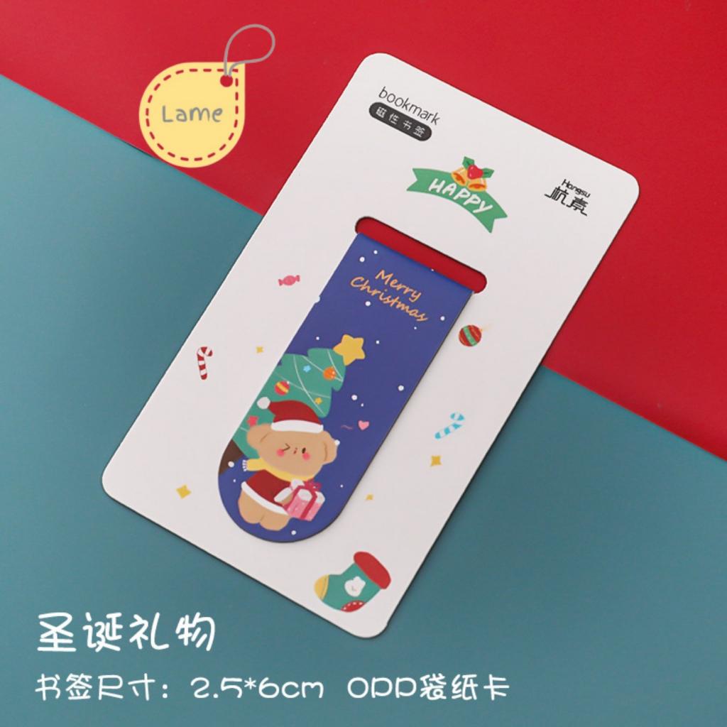 Bookmark nam châm chủ đề giáng sinh, kẹp sách đánh dấu trang hoạt hình cute dễ thương, đồ dùng học tập làm quà noel