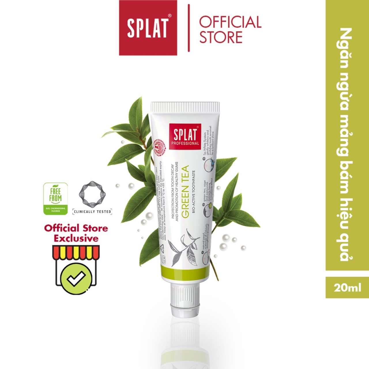 Kem Đánh Răng SPLAT Green Tea Professional series Chiết Xuất Trà Xanh Làm Dịu Nướu, Bảo Vệ Men Răng, Thơm Miệng 20ml