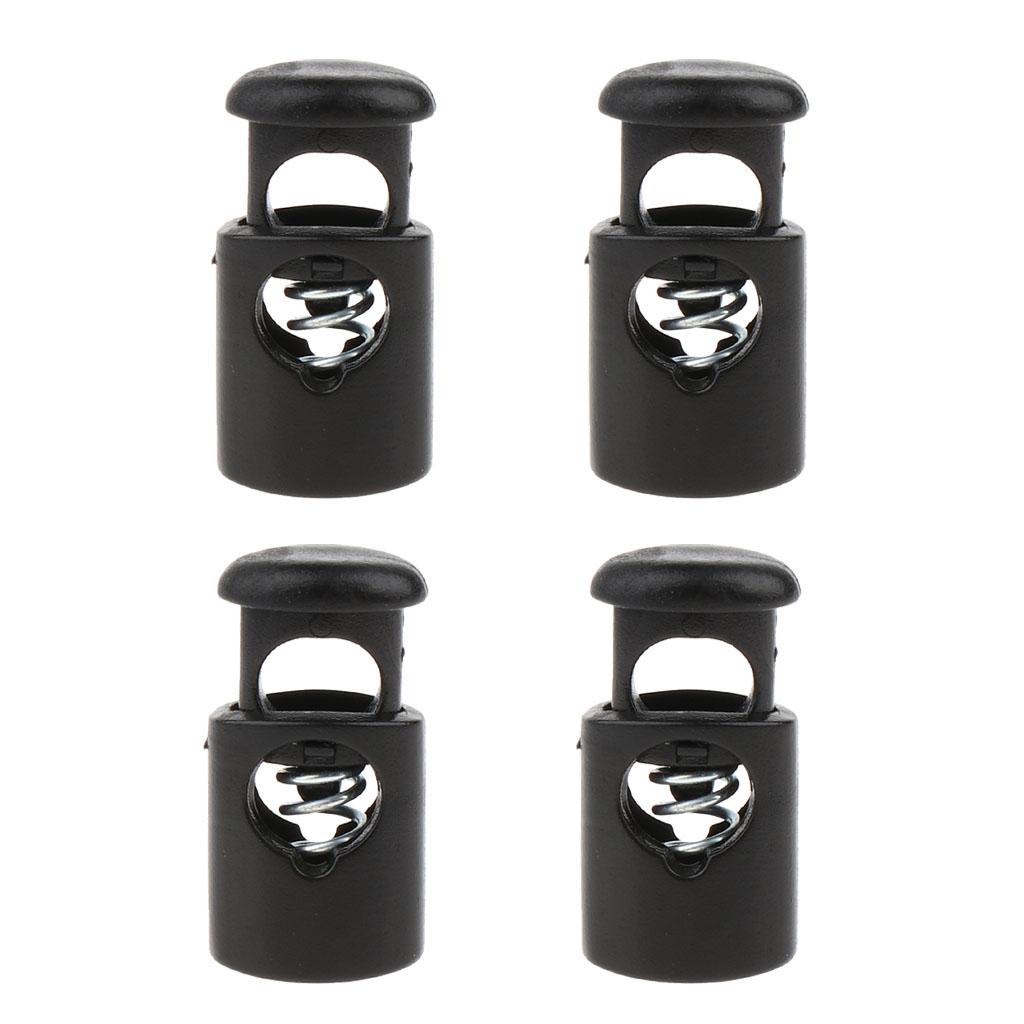 4pcs Black Plastic Toggles Spring Stop 1-3mm Drawstring Rope Cord Locks