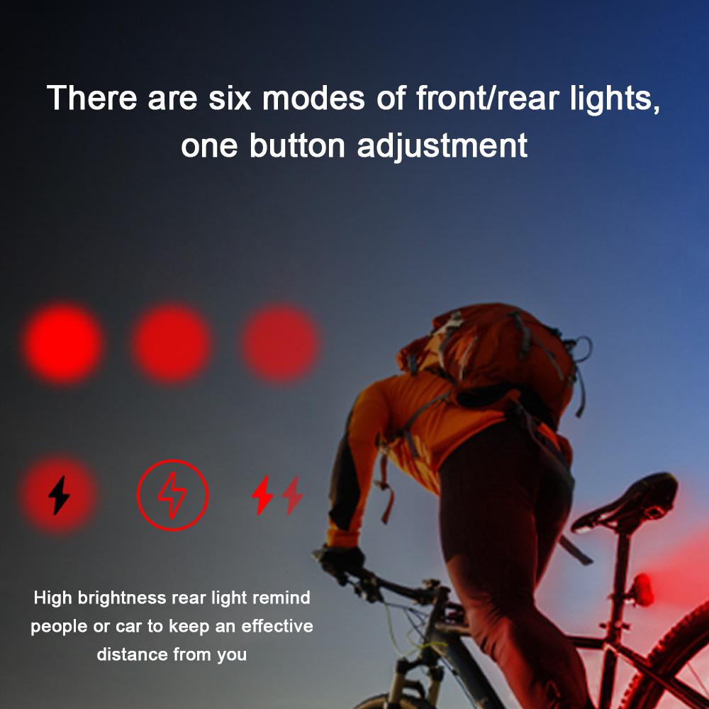 USB Rechargeable Bicycle Front Light and Rear Light Set Bike Warning Red Light Bike Tail Light Bike Front Lamp Waterproof Safety Night Cycling Accessories Kit