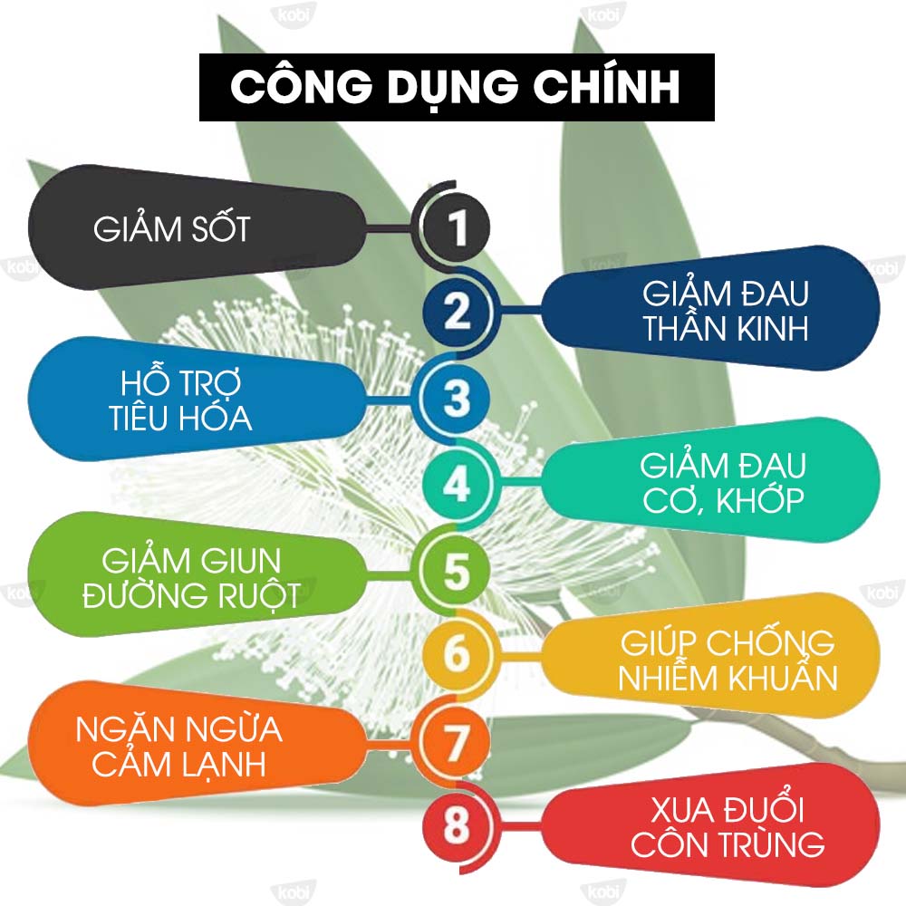 Tinh Dầu Tràm Gió Kobi Nguyên Chất (30ml) Tốt Cho Bé Sơ Sinh, Giúp Giữ Ấm Cơ Thể Bé, Dùng Với Máy Xông Tinh Dầu  Xua Đuổi Muỗi Và Côn Trùng - Tinh Dầu Thiên Nhiên, Nguyên Chất