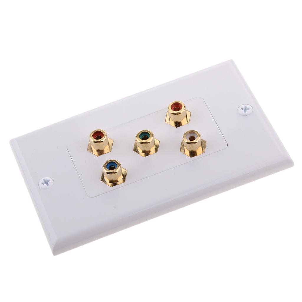 Wall Plate 5 RCA Component Video Audio AV Gold Plated Connector, Decoration