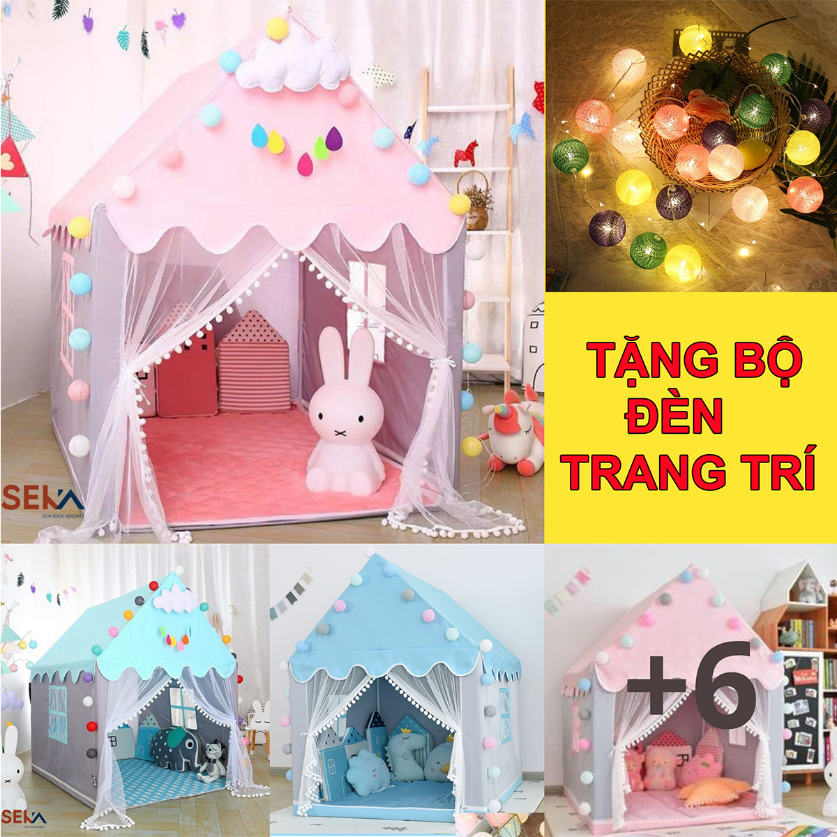 Lều Công Chúa Cho Bé Cao Cấp - Lều Ngôi Nhà Vui Chơi - Lều Cắm Trại Công Chúa Hoàng Tử