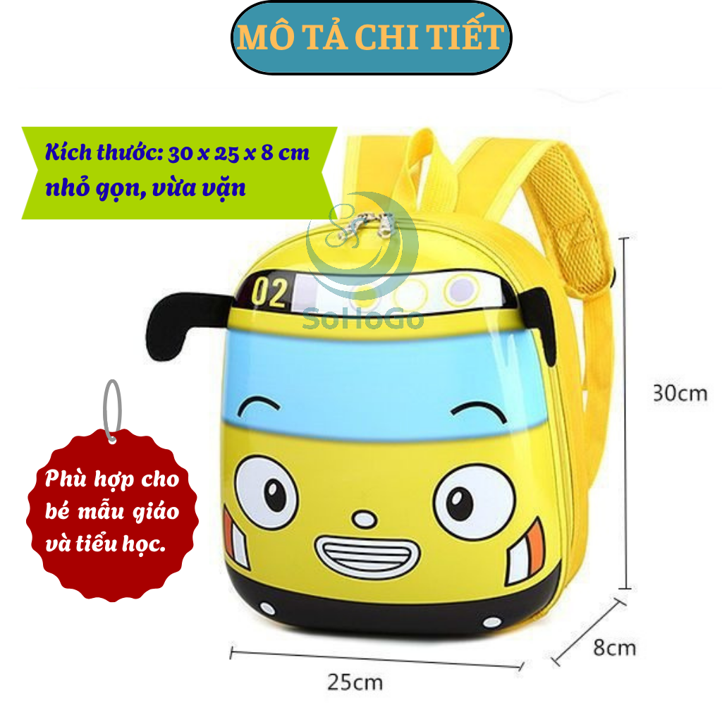 Balo Trẻ Em Hình Xe Buýt Hoạt Hình -Balo Chống Thấm Cho Bé