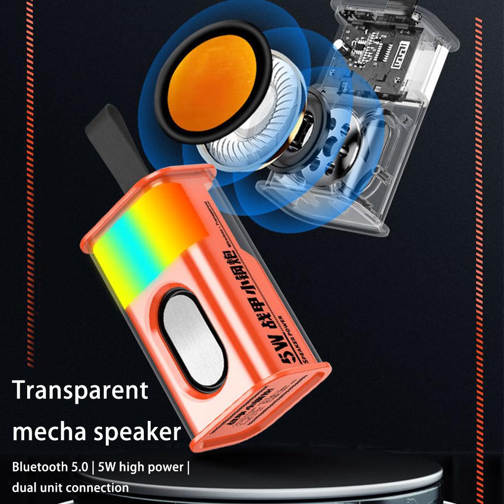 K07/D12/V8 Loa Bluetooth không dây Mecha trong suốt Loa siêu trầm mini di động Hỗ trợ âm thanh vòm 3D Loa âm thanh TWS Màu sắc: A36 Đen 1 cái