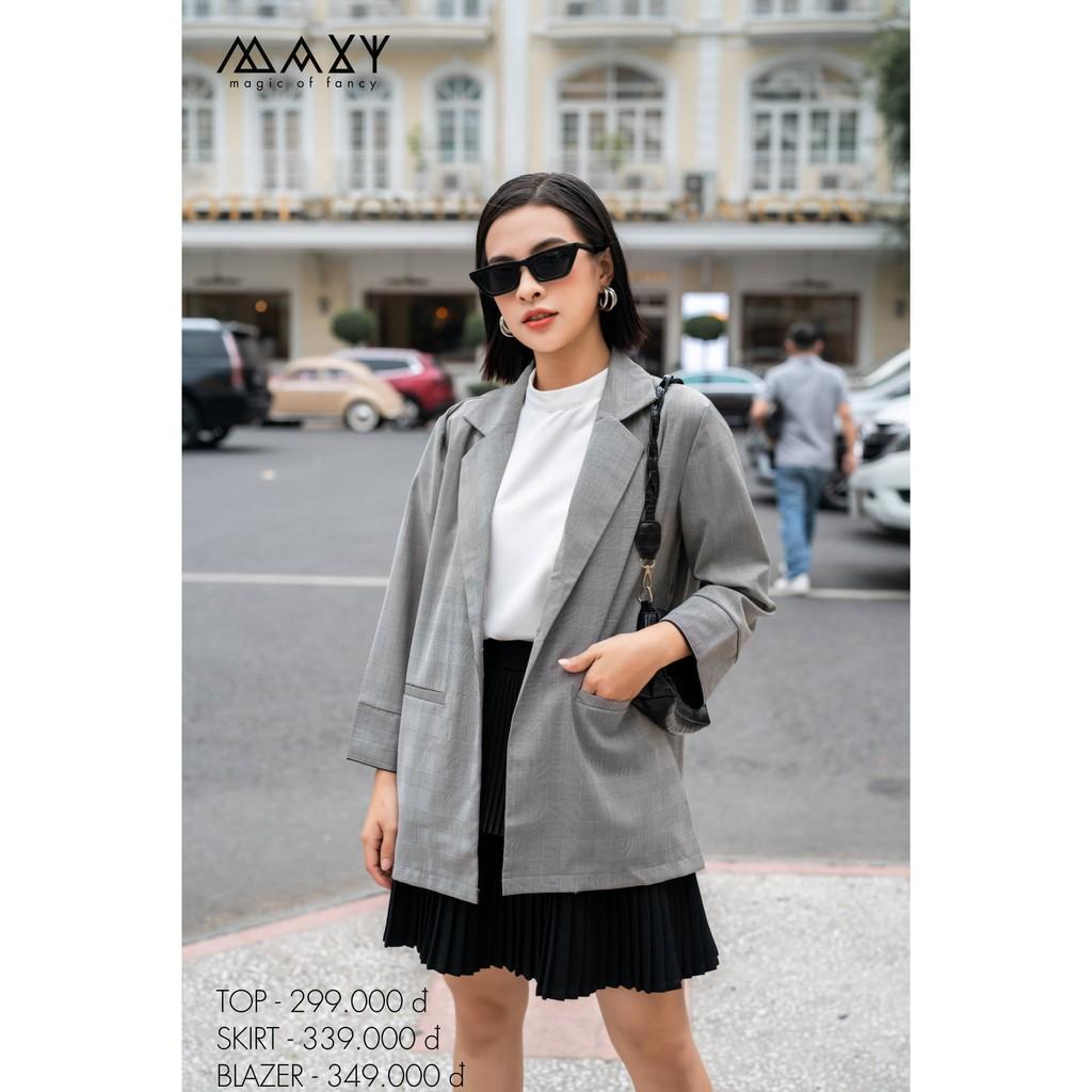Áo khoác blazer phong cách Hàn Quốc grey caro blazer Maxy Workshop