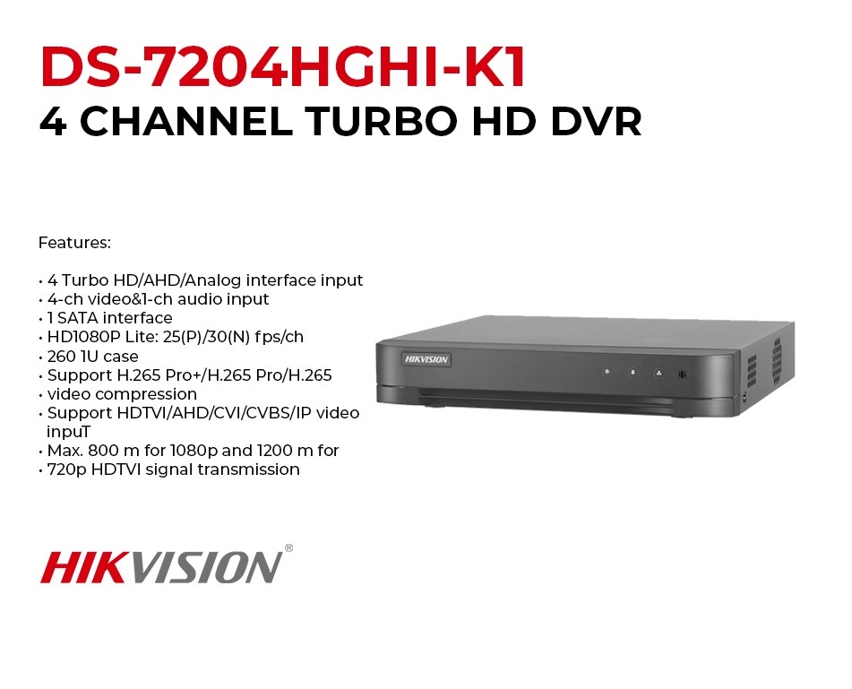 Đầu Ghi Hình Camera HD-TVI HIKVISION DS-7104HGHI-F1 - Hàng Chính Hãng