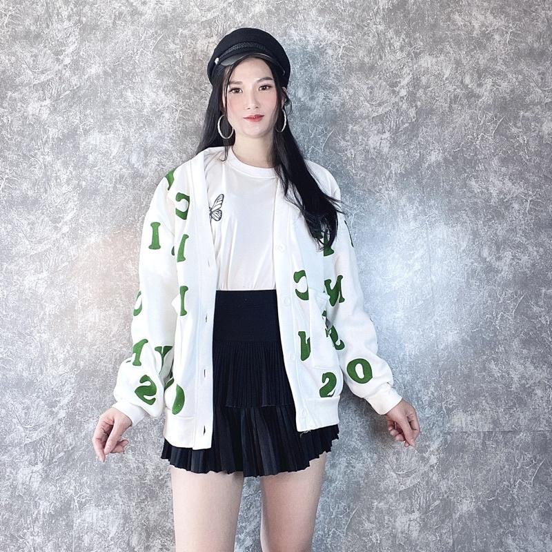 Hình ảnh Áo khoác cardigan nữ nỉ bông hàng quảng châu siêu đẹp in 3D khoác chống nắng 3D CDG CHỮ FULL - CANDA 3440