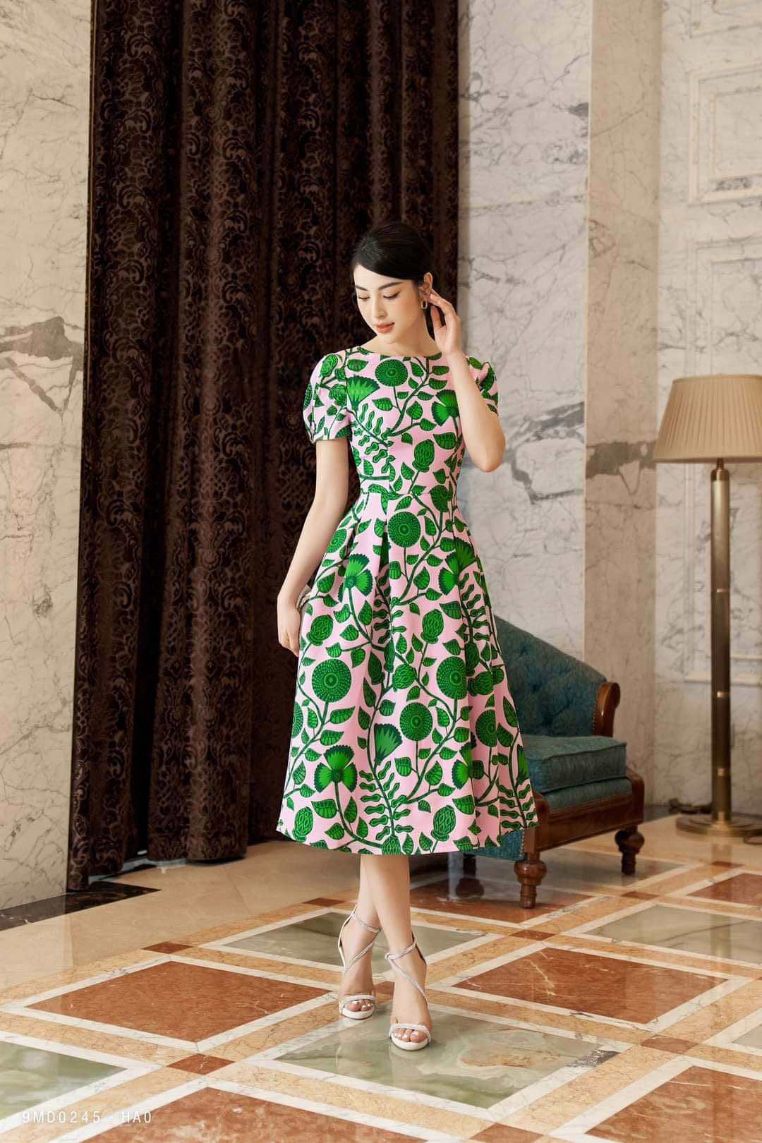 Đầm thiết kế hoa dây in 3d D028- Ladyfashion