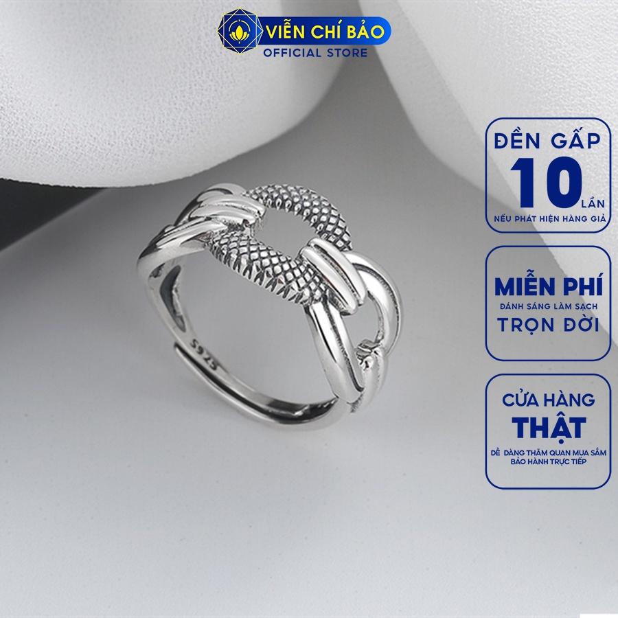 Nhẫn bạc nữ xích trơn bản to chất liệu bạc S925 trẻ trung cá tính Viễn Chí Bảo N000430